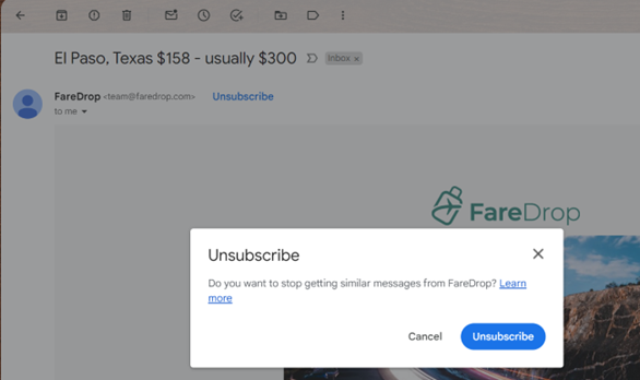 Gmail's one-click unsubscribe